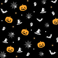 Happy Halloween day with pumpkins seamless pattern wallpaper background