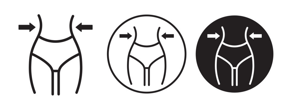 weight loss vector icon set. lose belly fat symbol. slim woman body vector symbol.
