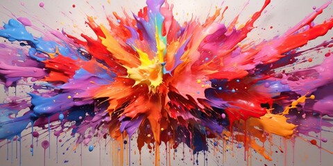An energetic explosion of paint splatters and drips, concept of Vibrant motion, created with Generative AI technology