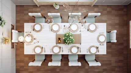 topview dining area home interior deisgn view from above template backdrop house beautiful interior ideas,ai generate