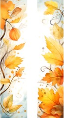 Branches of autumn leaves isolated on white. Autumn watercolor illustration for greeting cards, ads, invitation, decorations, social media, promotional materials, postcards. Autumn fall banner. AI