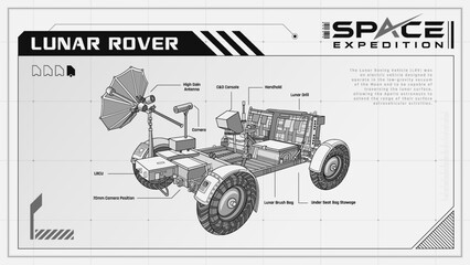 Lunar Roving Vehicle Exploring the Moon's Surface -A Space Expedition Series Infographics Vector Illustration design © BonkersArt