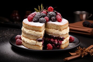 Tasty cake with berries 