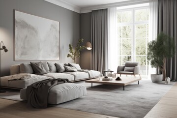 contemporary home interior design concept living room area casual lifestyle decorate monotone colour scheme modern style material finishing house beautiful background,ai generate