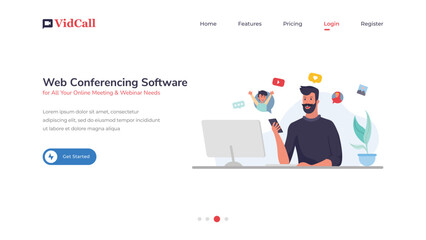 Homepage for Web Conferencing Software. Header or Hero Image