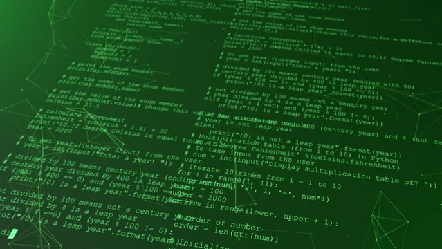 4K Programming source Scrolling digital code abstract background. Software development process concept in a cyberspace. code abstract technology background for software developer and Computer script