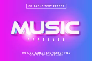Fotobehang Music Festival 3d Editable Text Effect Cartoon Style Premium Vector © Nadhifa Creative