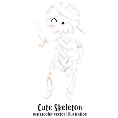 Halloween Skeleton, Skeleton vector illustration, Halloween, watercolor skeleton, watercolor halloween, cute skeleton, skulls