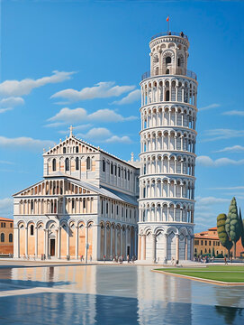 Leaning Tower of Pisa in Tuscany, Italy.AI Generated 