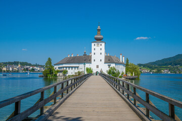 Fototapeta na wymiar Schloss Orth and the Traunsee, Upper Austria, Austria
