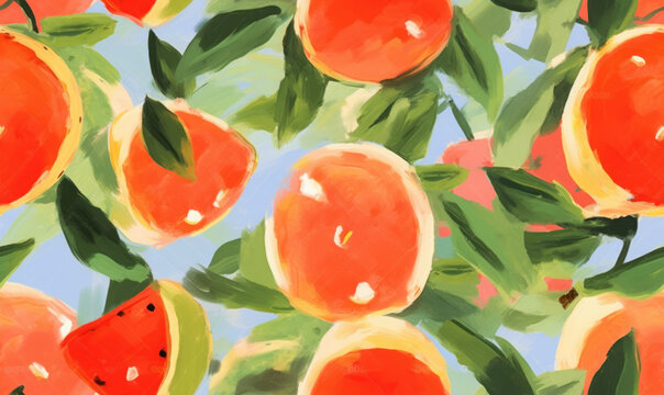 Watermelon seamless pattern. Sweet fruits wallpaper. For fabric design, Created with generative AI tools
