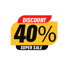 Discount label 40%, super sale label