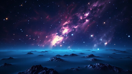 The galaxy in the beautiful night sky
 - obrazy, fototapety, plakaty