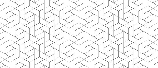 Vector seamless cubic hexagon pattern. Abstract geometric low poly background. Stylish grid texture. - obrazy, fototapety, plakaty