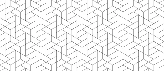 Fotobehang Vector seamless cubic hexagon pattern. Abstract geometric low poly background. Stylish grid texture. © Vadym