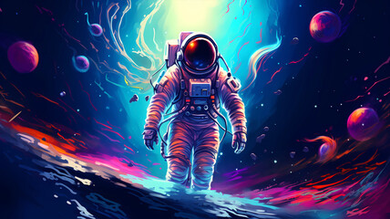 Obraz na płótnie Canvas hand drawn cartoon spaceman illustration 