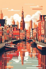 Netherlands - Amsterdam retro poster (ai)
