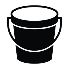 Bucket or pail container with handle flat vector icon for apps and websites