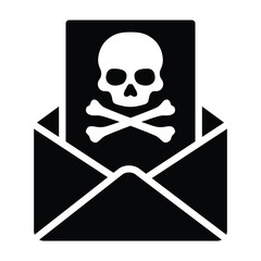 Malicious phishing email mail or death threat flat vector icon for apps and websites