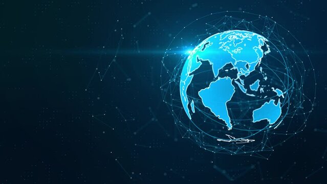 Digital data global hologram Technology Network Data Connection. Cyber Security Concept. Social Future Abstract Background. Futuristic Technology Earth business concept of connections and information.