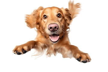 Beautiful Golden Retriever Jumping Towards the Camera