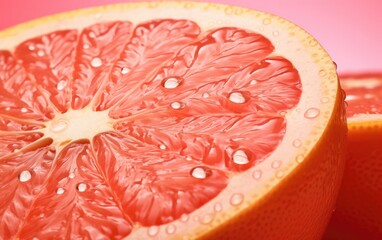 Close-up of a half cut grapefruit on simple background