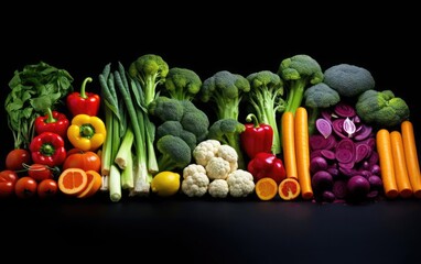 Fototapeta na wymiar Assortment of fresh vegetables on a black background