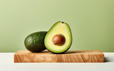 Sliced avocado on a wooden cutting board