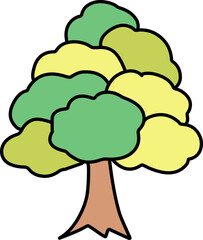 シンプルにデフォルメした緑の葉の木のイラスト