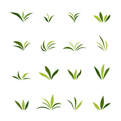 simple green grass icon set. vector illustration