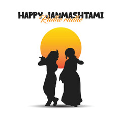 Lord krishna in happy janmashtami festival background of india
