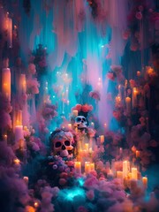 Day of the Dead Fantasy Illustration Background for Artwork Cinematic  generative ai art