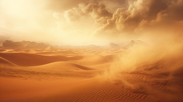 Sandstorm in a desert region photorealisticrealistic background 