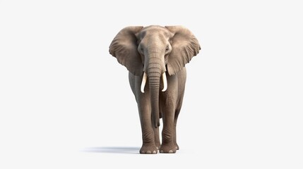 Fototapeta na wymiar Elephant standing against a white background, Generative AI.