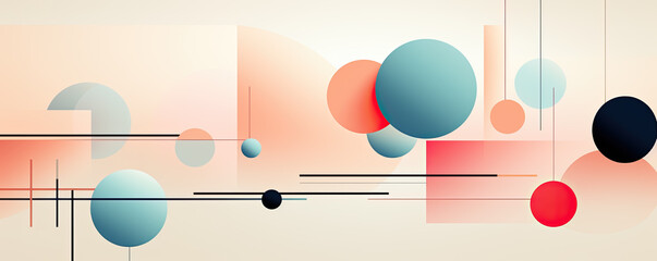 Geometric Bauhaus in pastel colors background with abstract patterns 