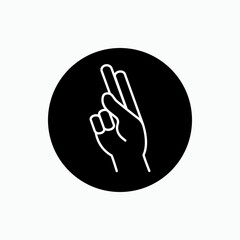 Finger Icon Pointing Two. Hand Gesture in Glyph Style - Vector.