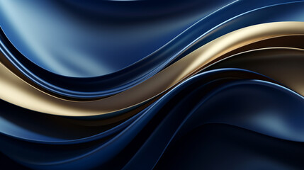 luxury abstract background with golden wave on blue, smartphone wallpaper. Generative Ai. 