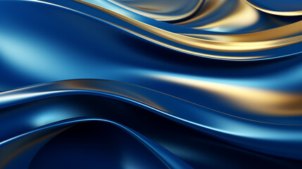 Obraz premium luxury abstract background with blue wave and golden shimmer, smartphone wallpaper. Generative Ai. 