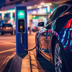 Fototapeta na wymiar Electric car charging Background