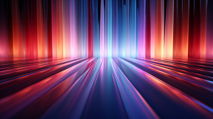  trendy abstract background with rays in neon colors. Generative Ai. 