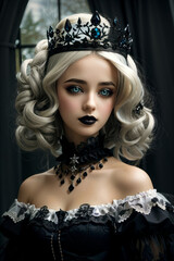 Gothic Princess - Stylish Young Woman with Glamorous Gothic Outfit | Generative AI