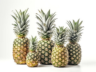 Pineapples isolated on a white background. Tropical fruit.