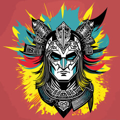 pop art cool modern tradicional warrior god illustration