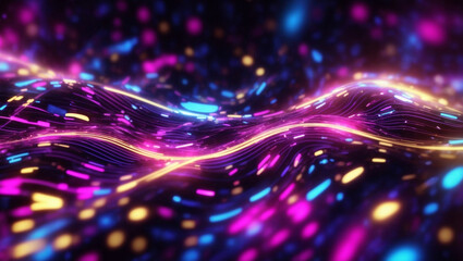 abstract futuristic background with PINK blue glowing neon moving high-speed wave lines and bokeh lights. Data transfer concept. Fantastic wallpaper. generative AI
