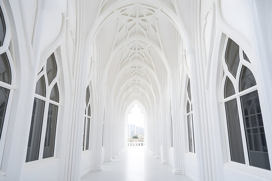 Abstract 3d white architecture interior for design, modern, contemporary, indoor