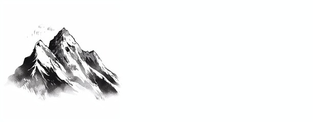 Large mountains on a white background. Web banner, the theme for the postcard. Generative AI.