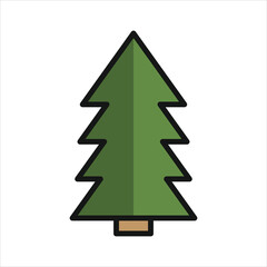 Fototapeta premium Christmas Tree Icon Flat Design Vector Illustration
