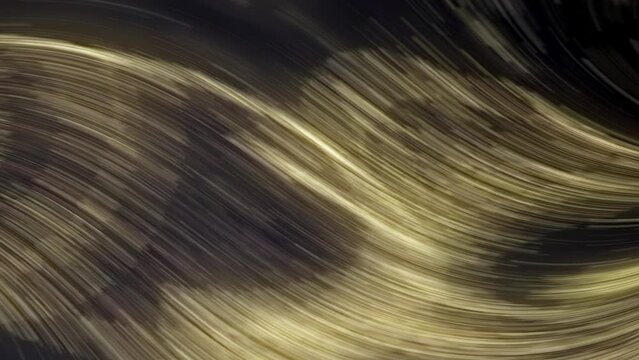 A golden light pattern and streaks in the sky create an abstract wave of golden and silver patterns
