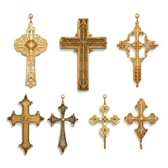 Collection of crosses on transparent background