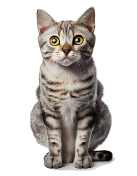 cute big eyed cat on transparent background